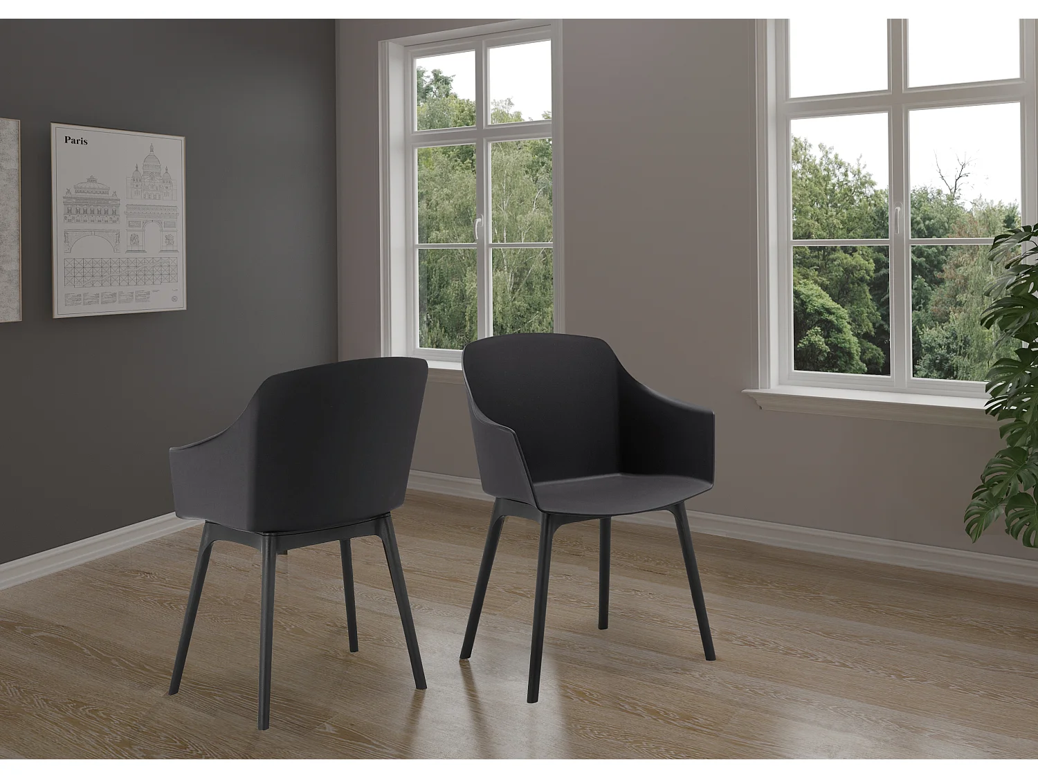 Bora Armstoel 2 stuks Zwart