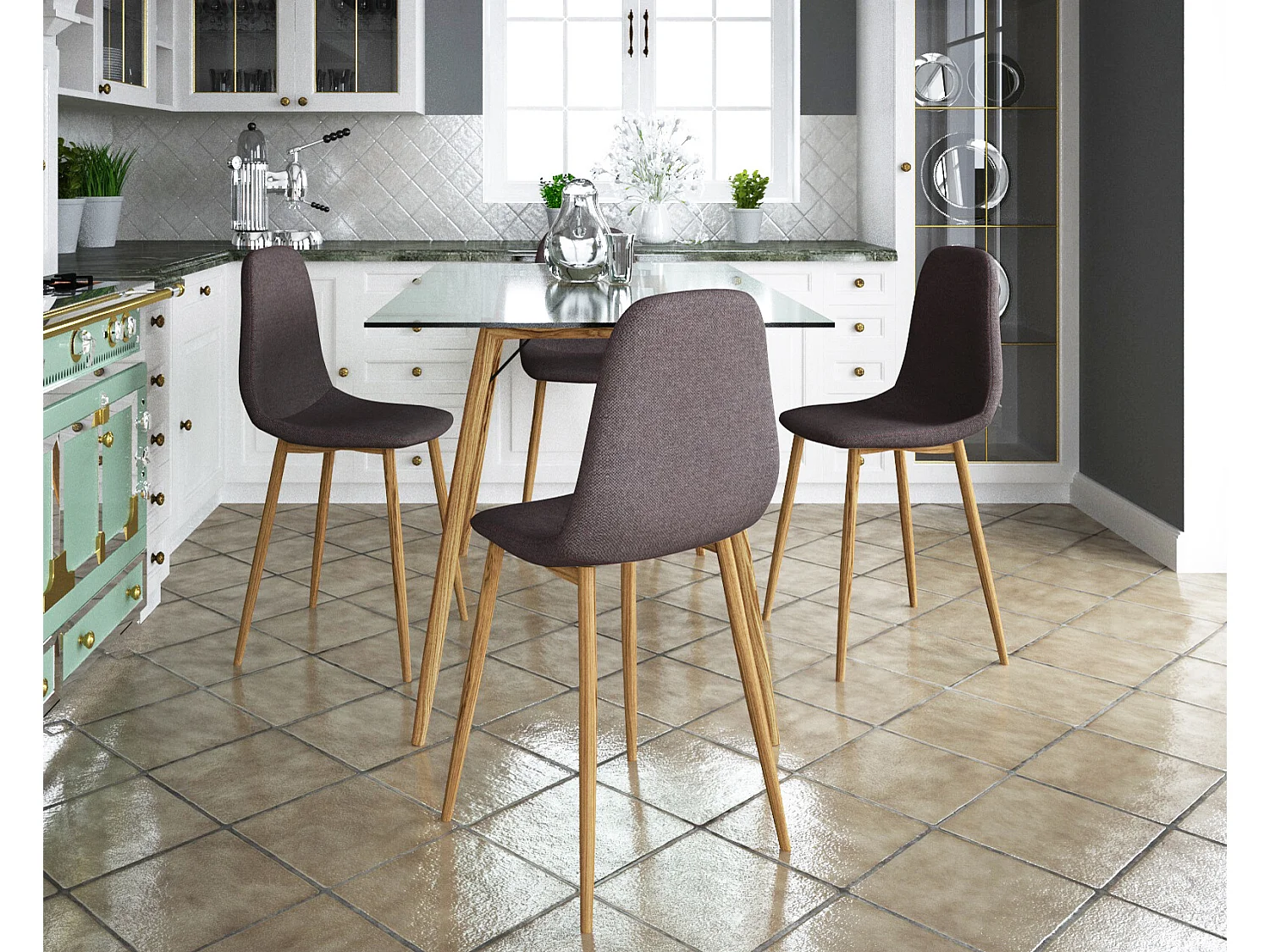 Stoel 4 PK AntracietEiken