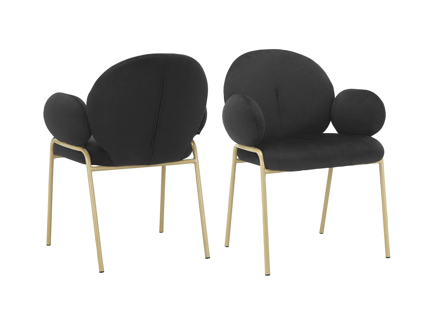 Iwama|Lot de 2 chaises de salle à manger en velours noir