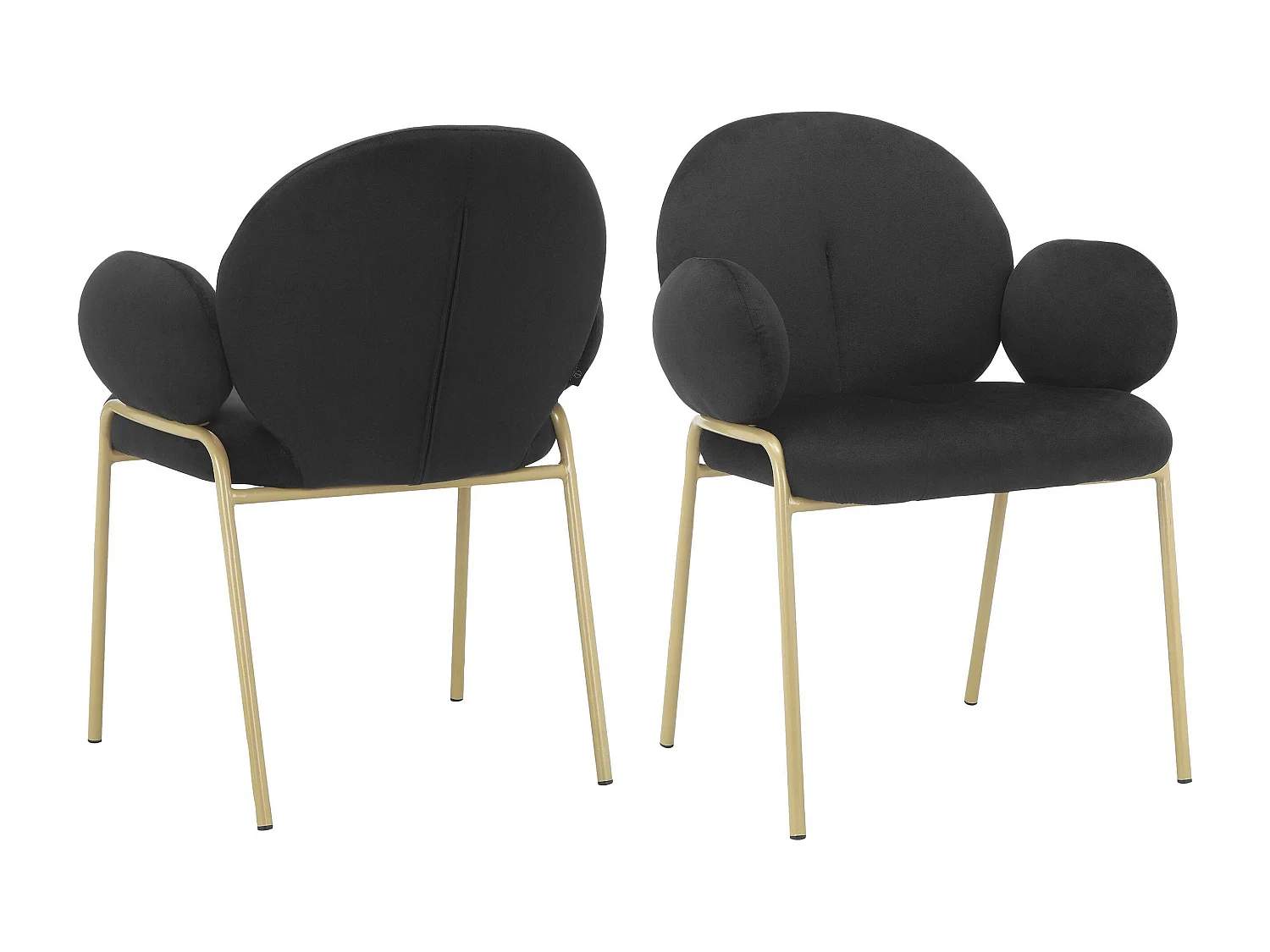 Iwama|Lot de 2 chaises de salle à manger en velours noir