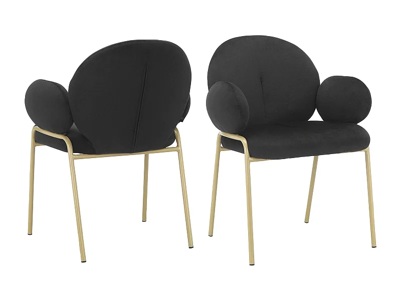 Iwama|Lot de 2 chaises de salle à manger en velours noir