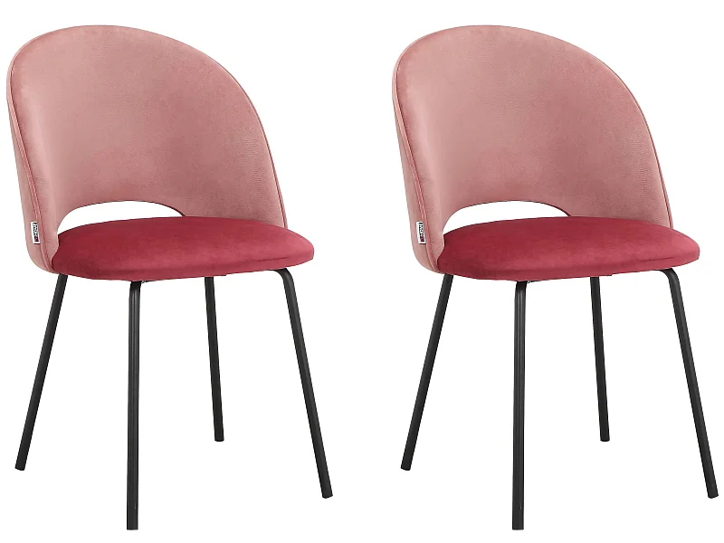 Nagoya|Lot de 2 chaises de salle à manger en velours rose