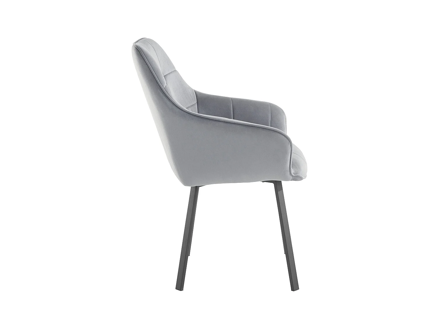 Lot de 2 chaises de salle à manger Poppy en velours gris sans accoudoirs