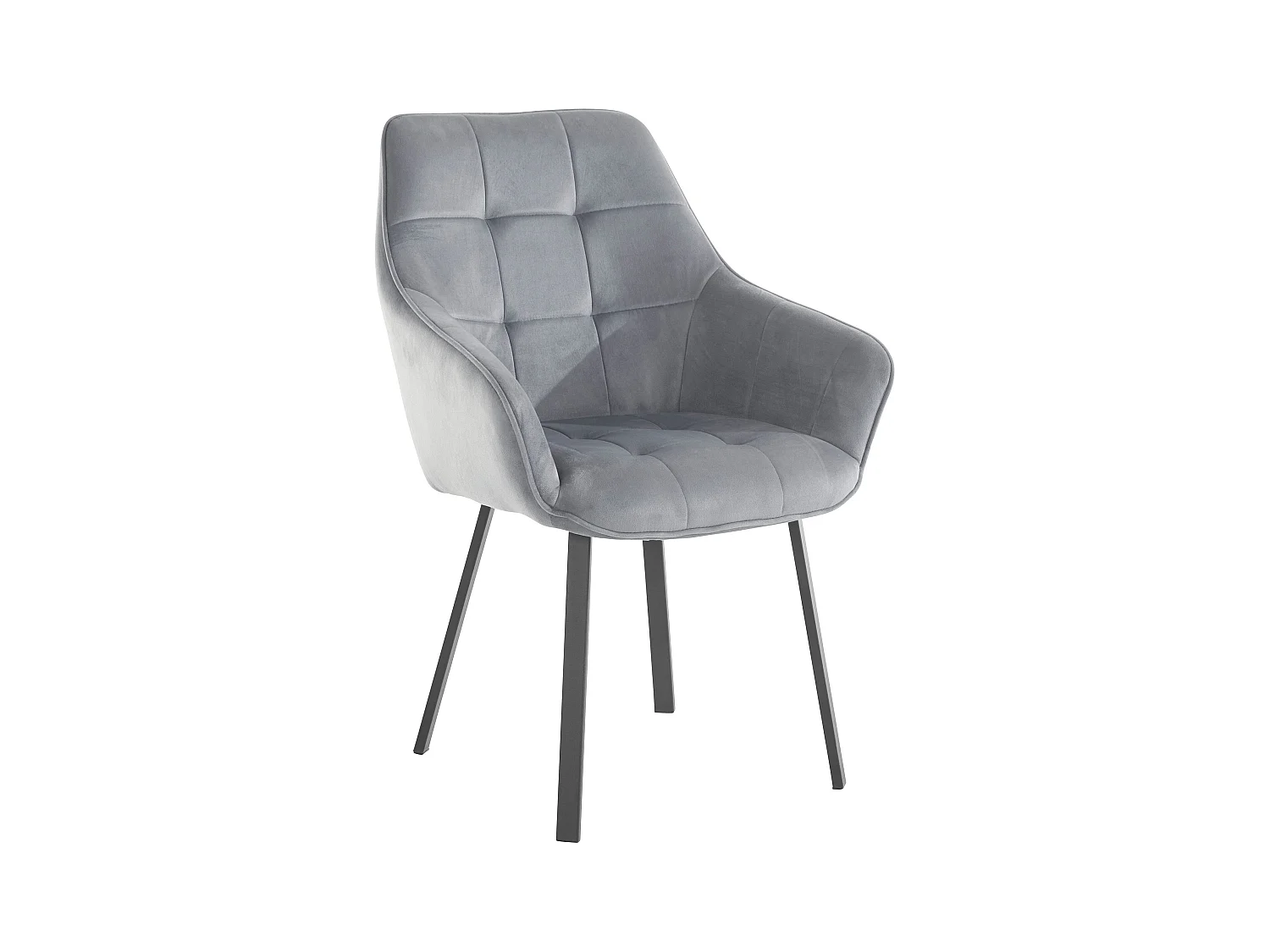 Lot de 2 chaises de salle à manger Poppy en velours gris sans accoudoirs