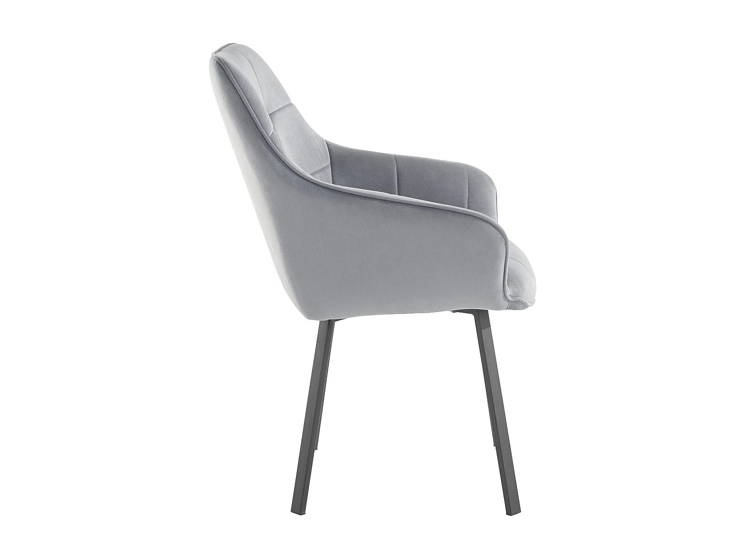 Lot de 2 chaises de salle à manger Poppy en velours gris sans accoudoirs