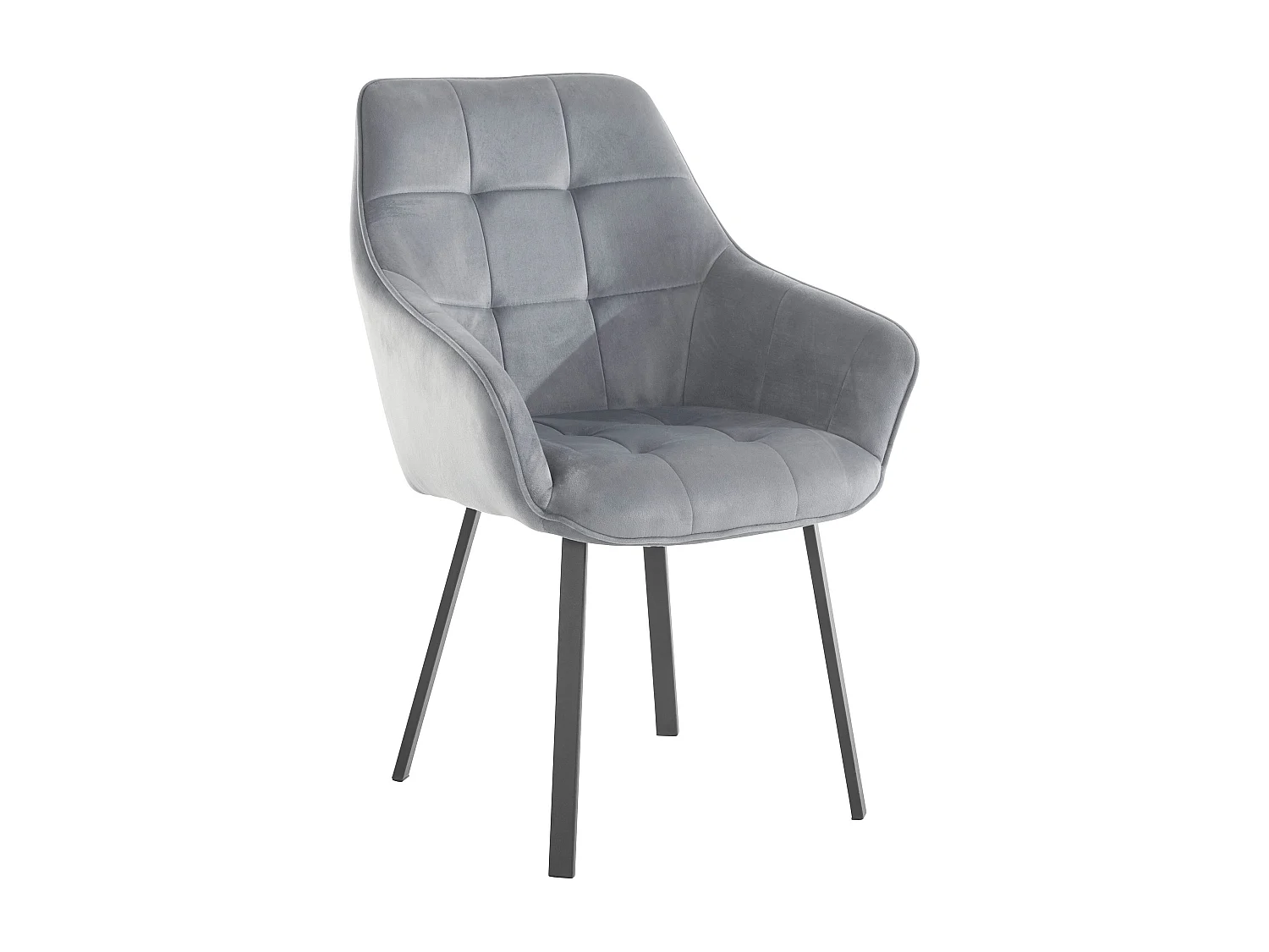 Lot de 2 chaises de salle à manger Poppy en velours gris sans accoudoirs