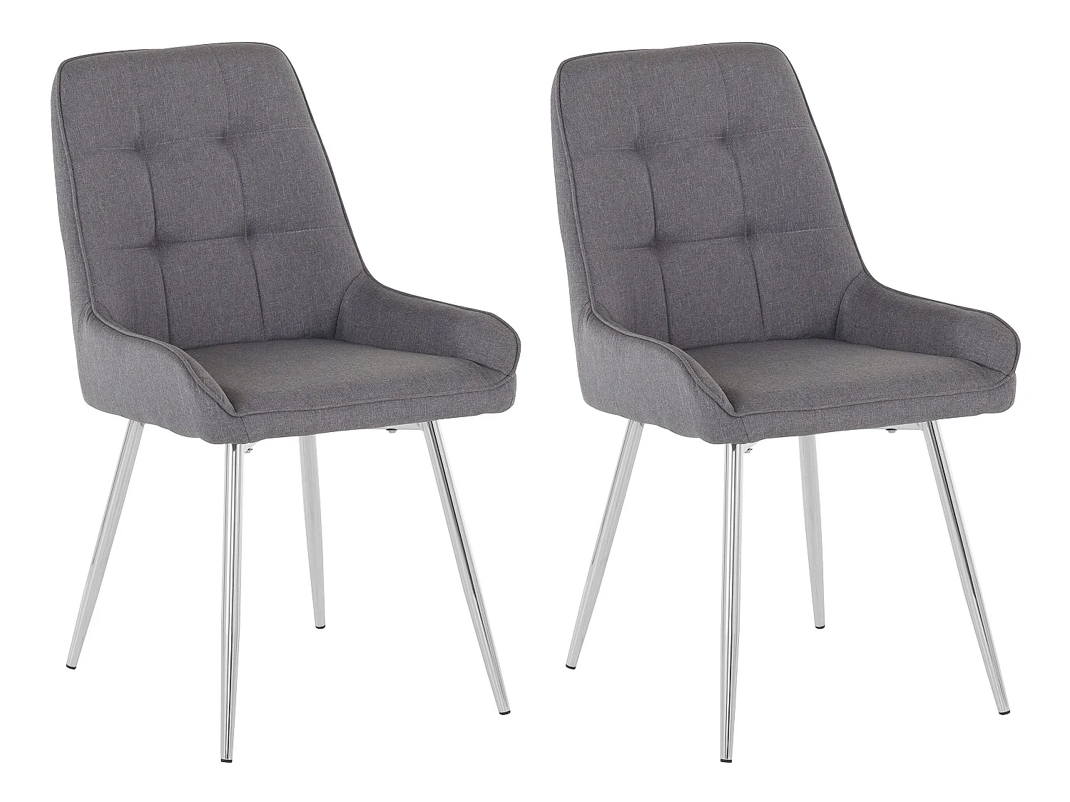 Lot de 2 chaises de salle à manger rembourrées avec accoudoirs en bois gris et chrome