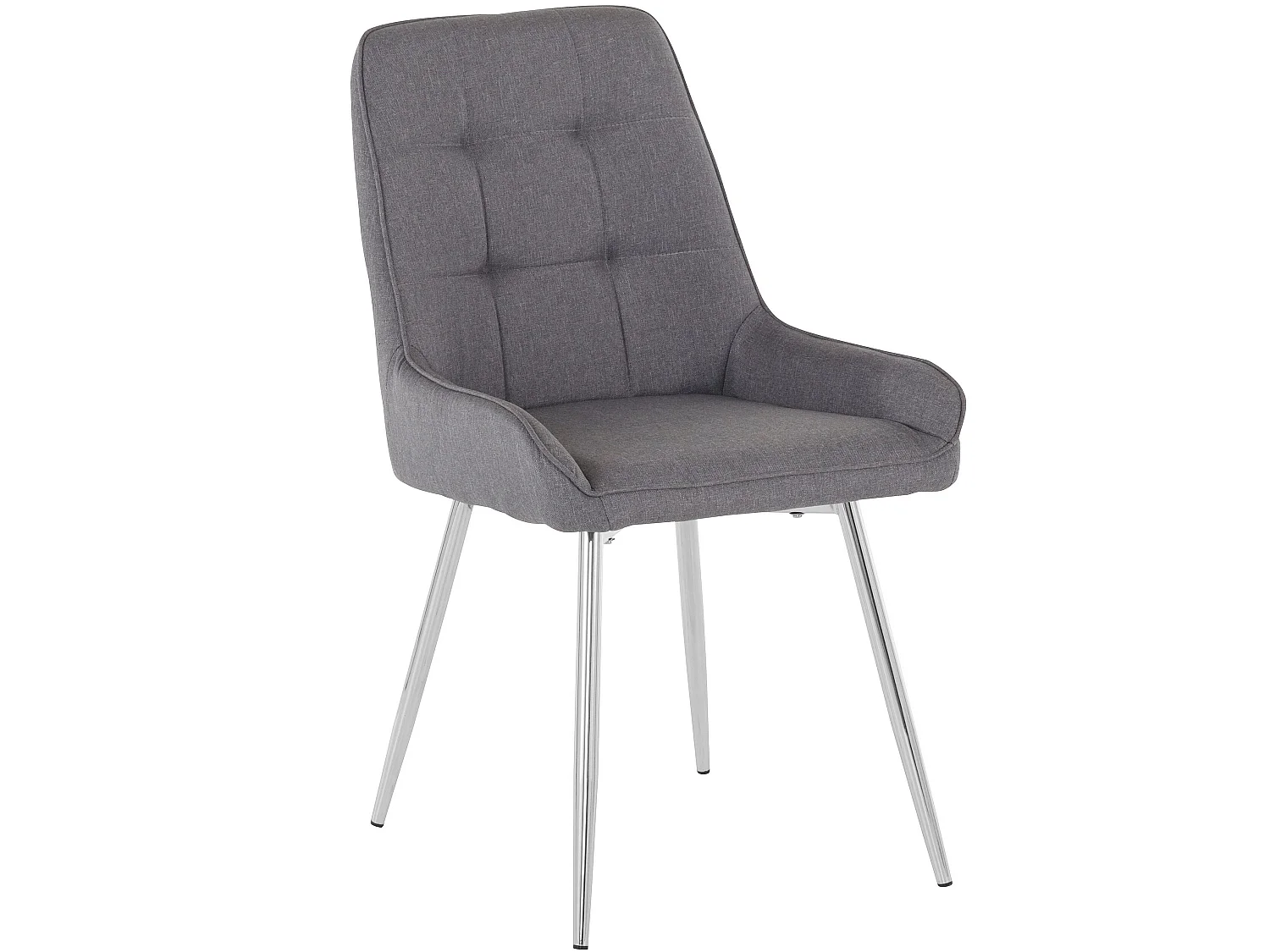 Lot de 2 chaises de salle à manger rembourrées avec accoudoirs en bois gris et chrome