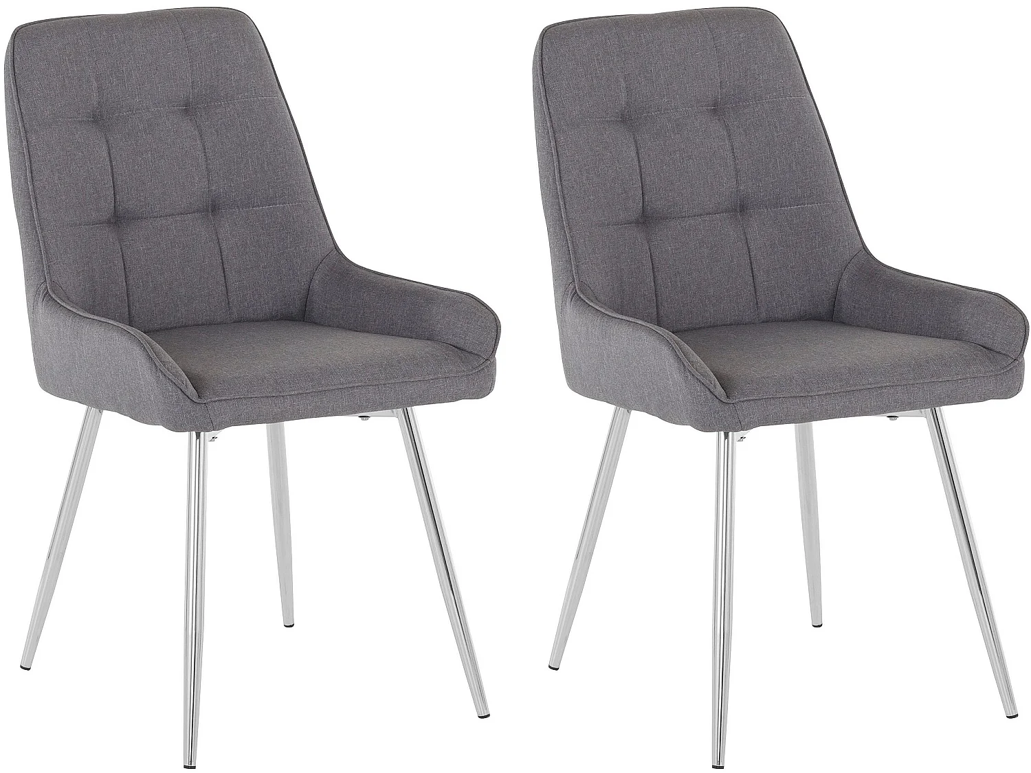 Lot de 2 chaises de salle à manger rembourrées avec accoudoirs en bois gris et chrome