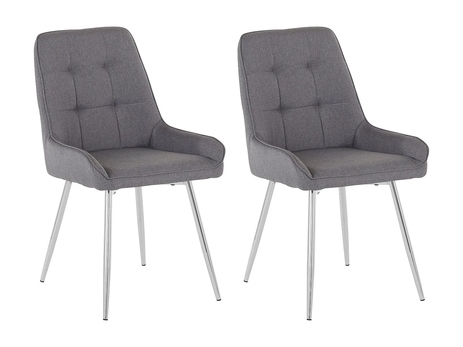 Lot de 2 chaises de salle à manger rembourrées avec accoudoirs en bois gris et chrome