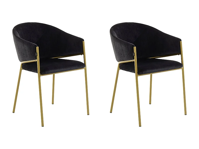 Natalie|Lot de 2 chaises de salle à manger en velours noir