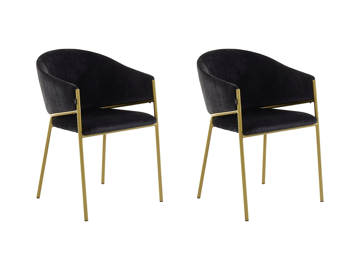Natalie|Lot de 2 chaises de salle à manger en velours noir