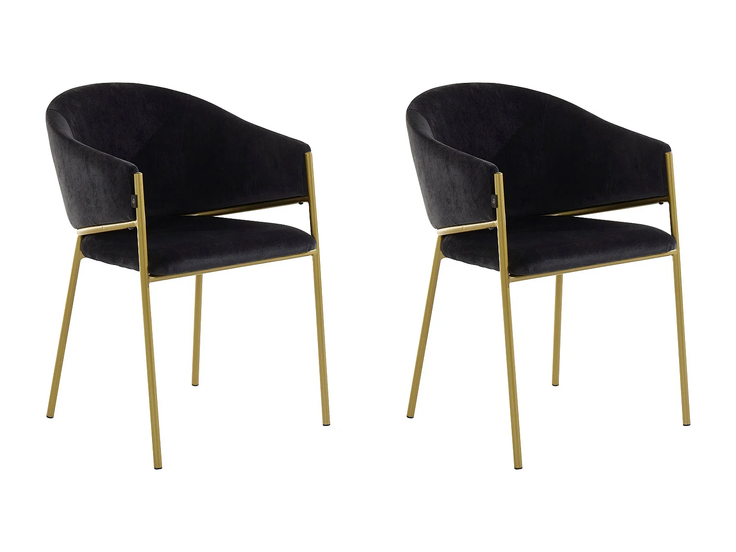 Natalie|Lot de 2 chaises de salle à manger en velours noir