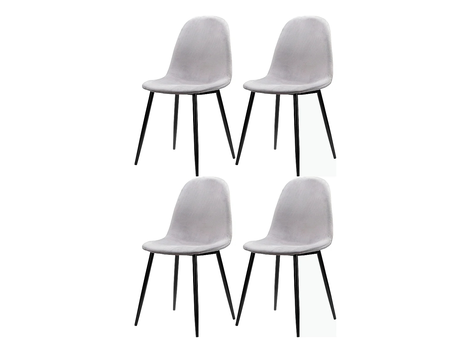 Monza | Chaises 4 Pack en Gris Velours / Pieds Noirs