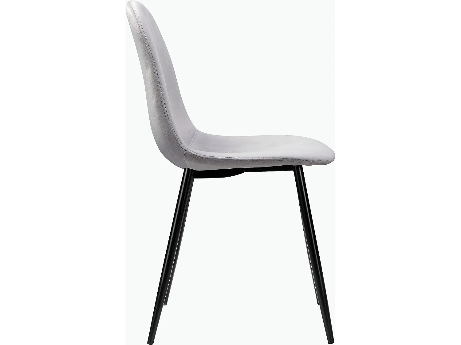 Monza | Chaises 4 Pack en Gris Velours / Pieds Noirs