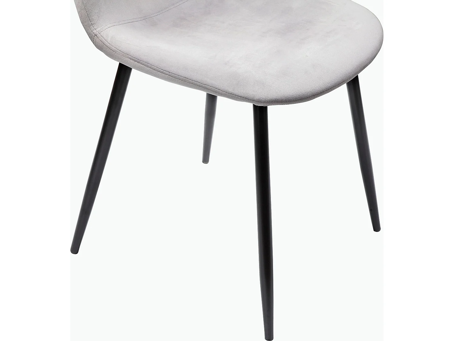 Monza | Chaises 4 Pack en Gris Velours / Pieds Noirs