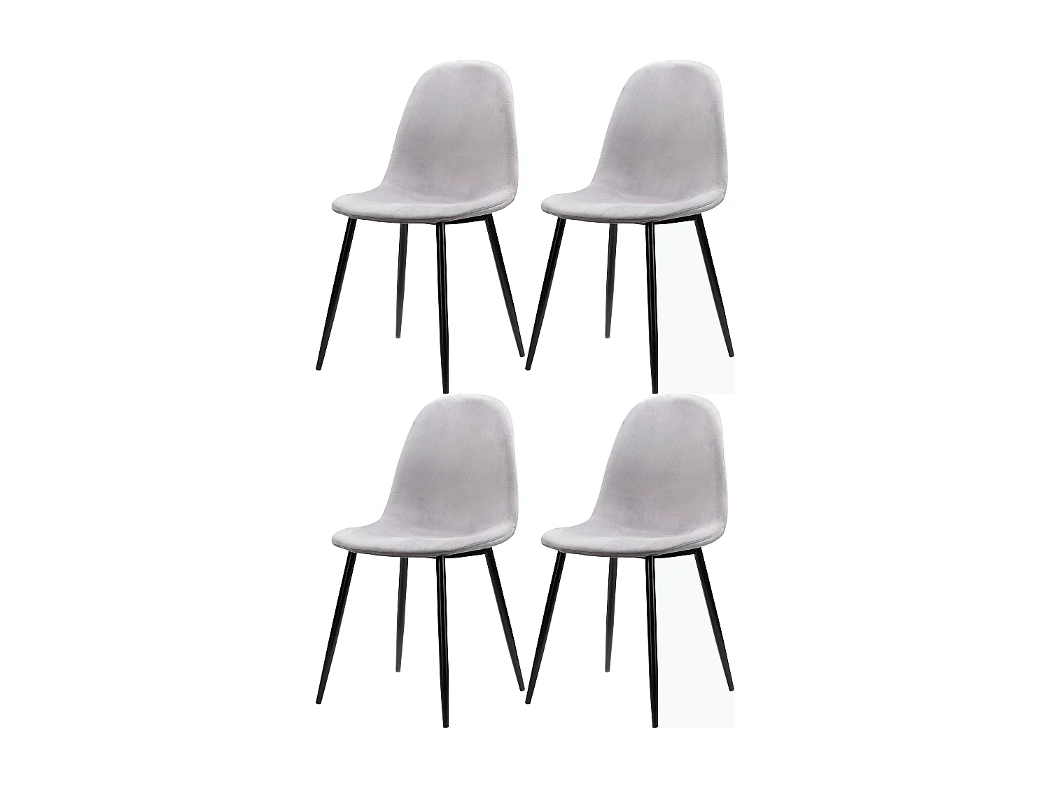 Monza | Chaises 4 Pack en Gris Velours / Pieds Noirs
