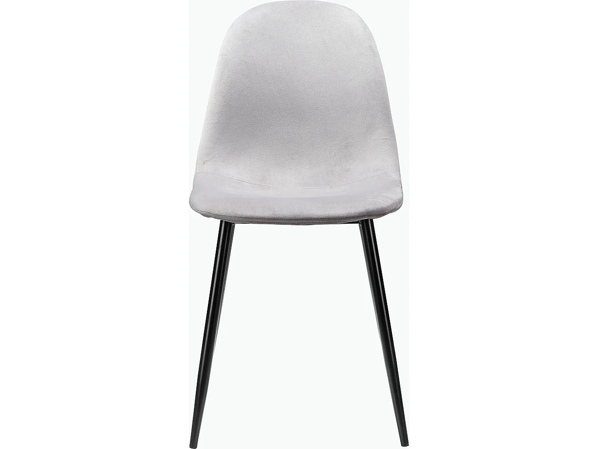 Monza | Chaises 4 Pack en Gris Velours / Pieds Noirs