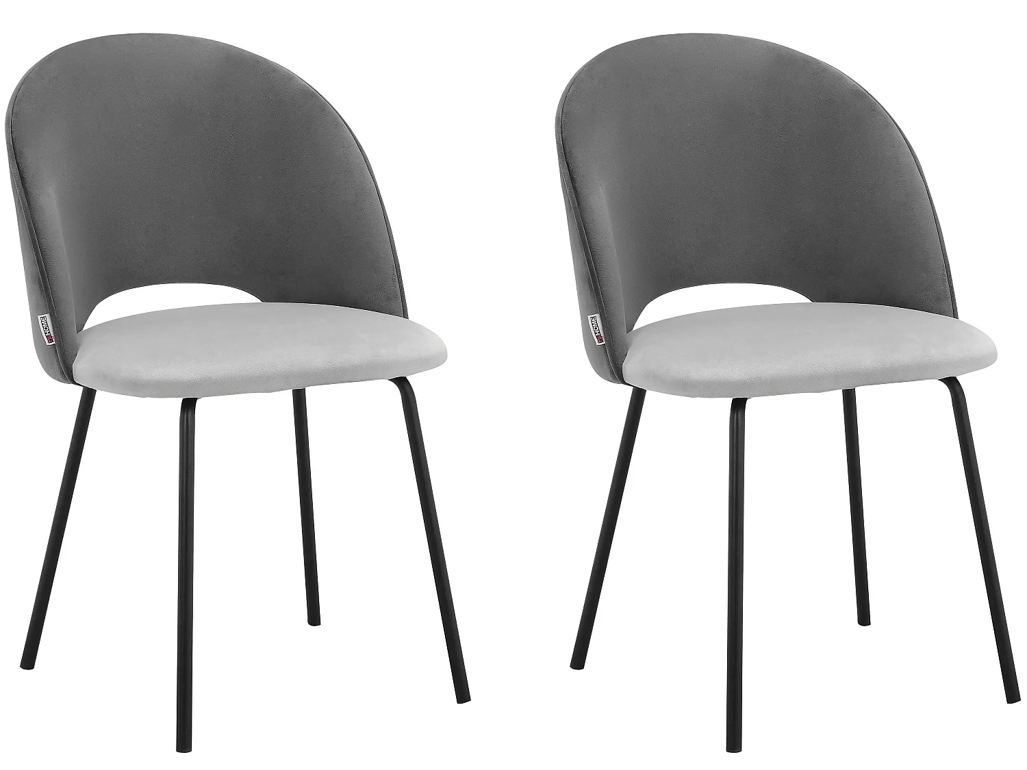 Nagoya|Lot de 2 chaises de salle à manger en velours gris anthracite