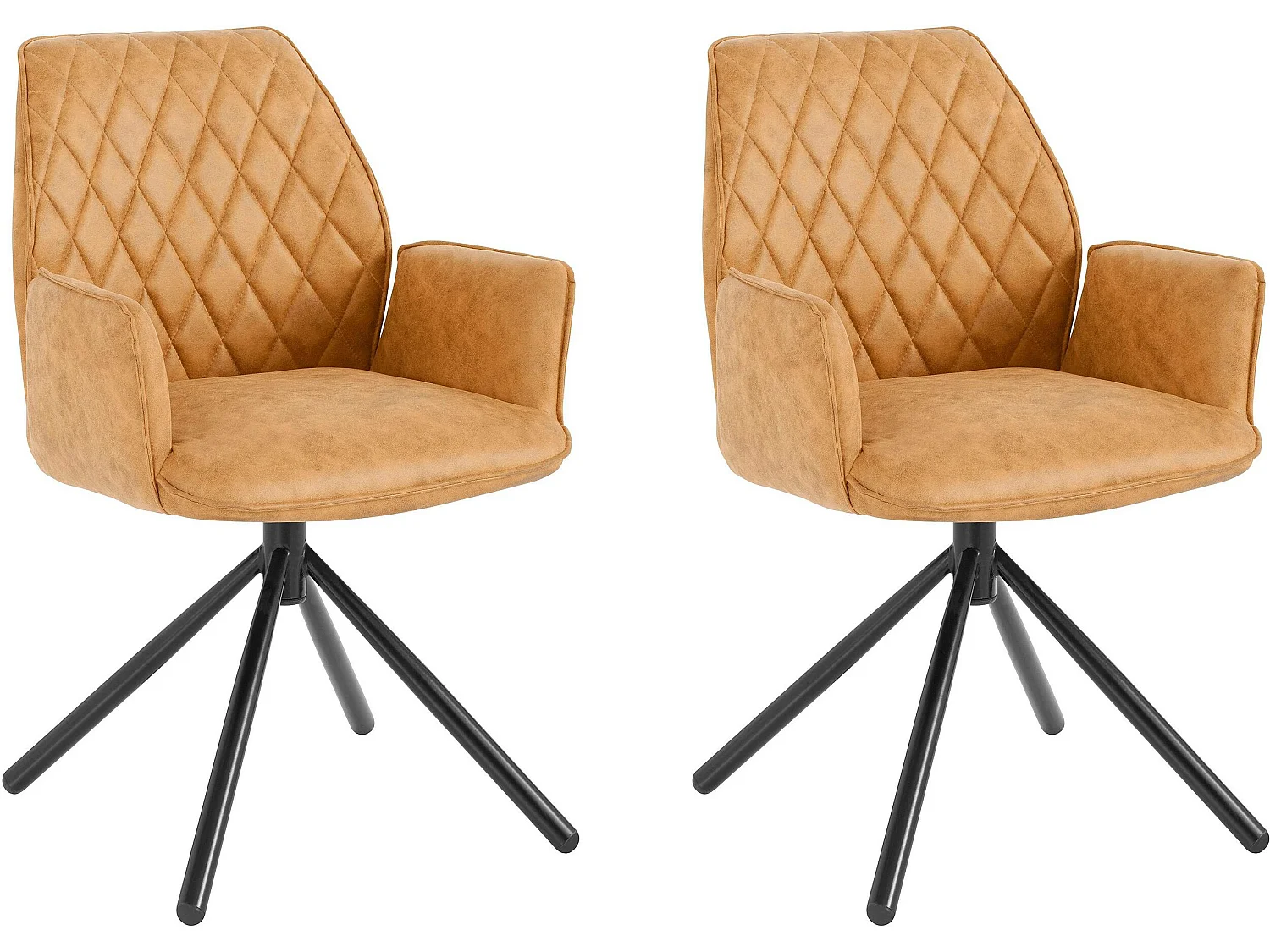 Preston|Lot de 2 fauteuils en tissu moutarde