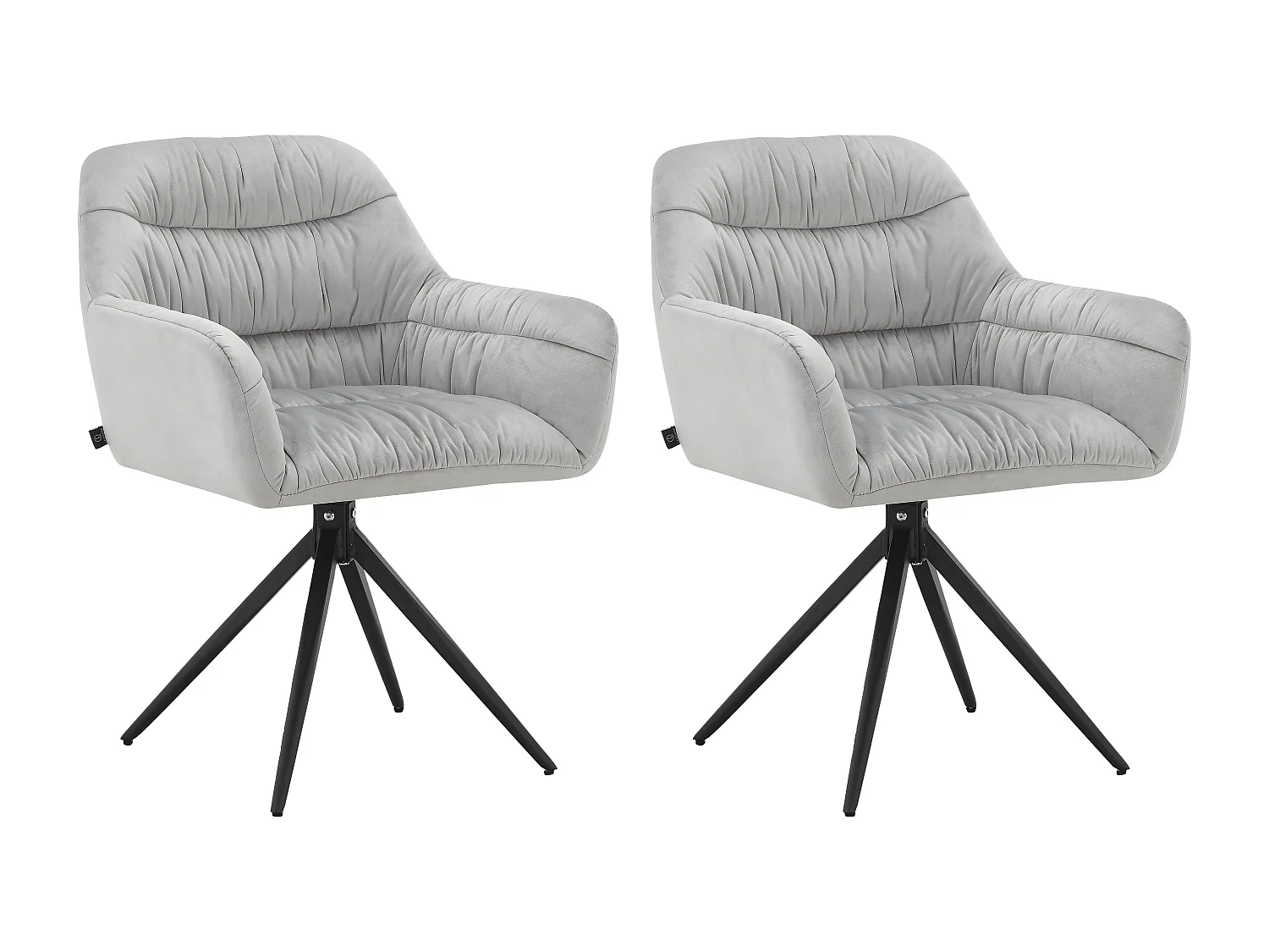 Tokyo|Lot de 2 chaises de salle à manger en velours gris clair