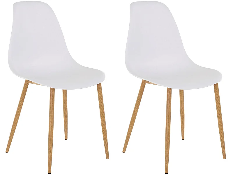 Miller | Chaise 2 Pack en plastique blanc / chêne