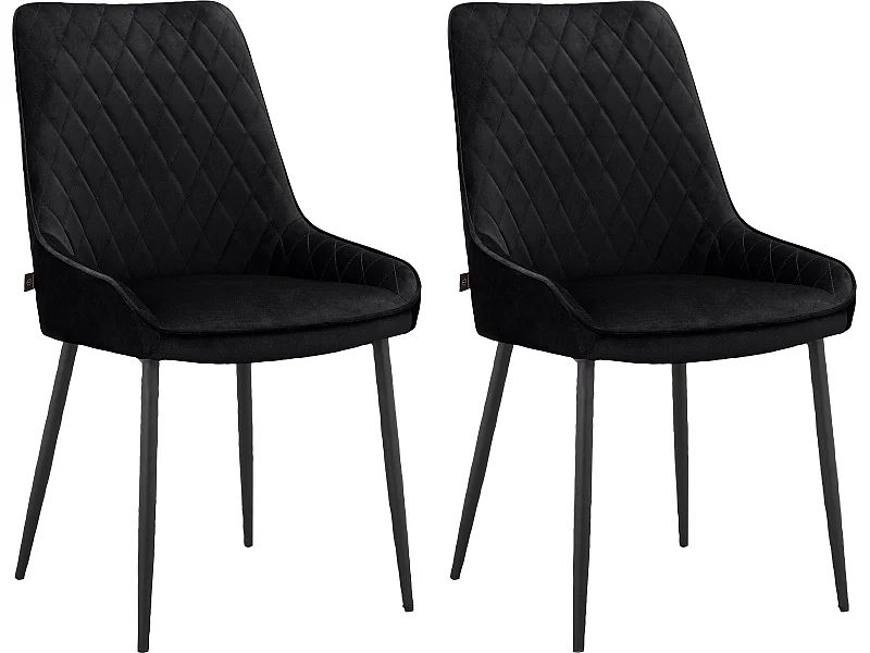 Maya|Chaise de salle à manger 2 PK Noir