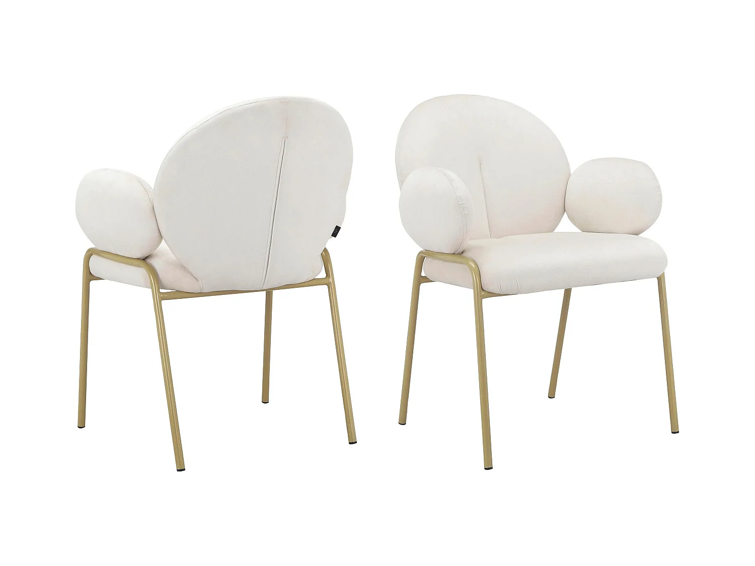 Iwama|Lot de 2 chaises de salle à manger en velours crème