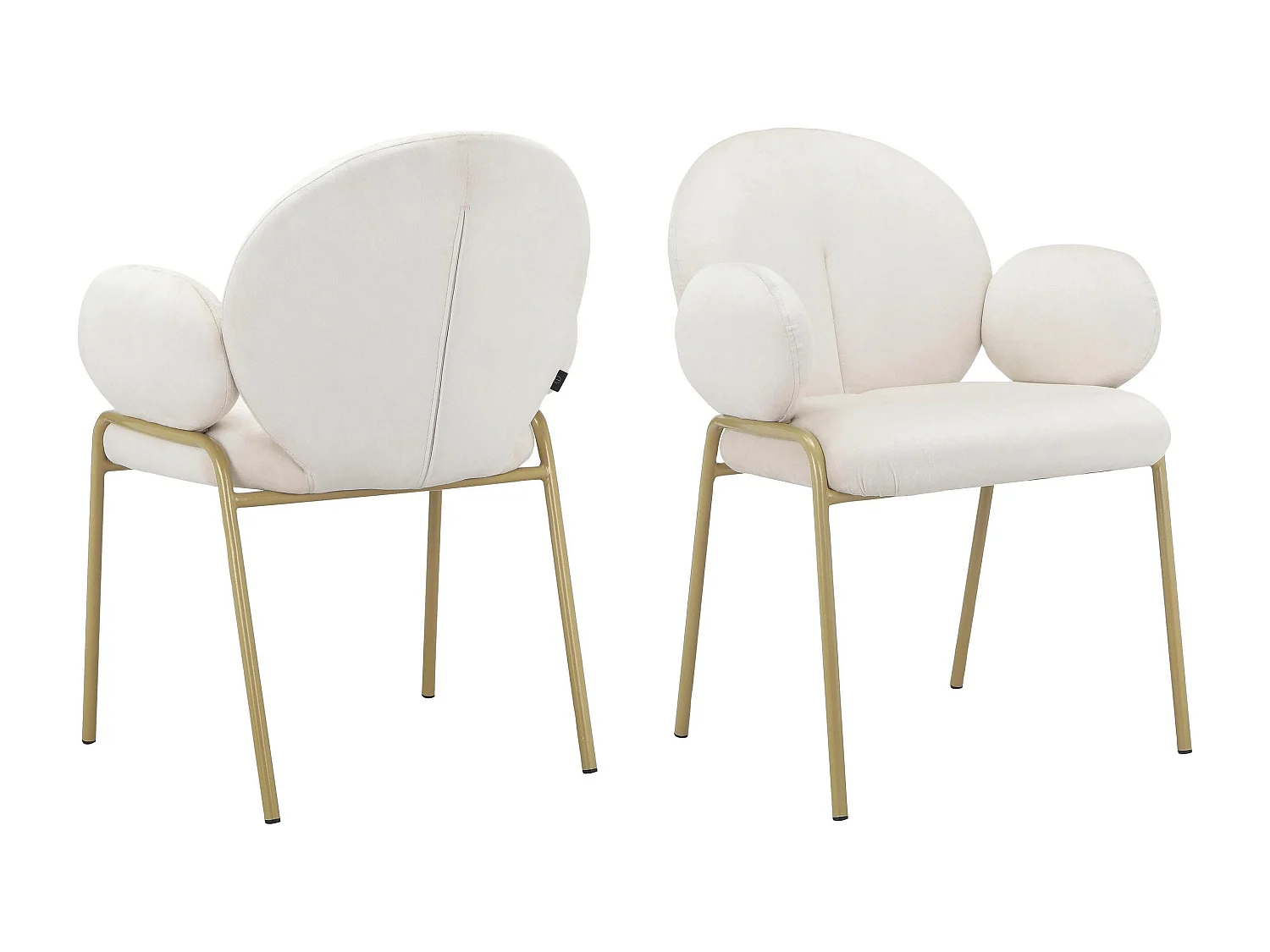 Iwama|Lot de 2 chaises de salle à manger en velours crème