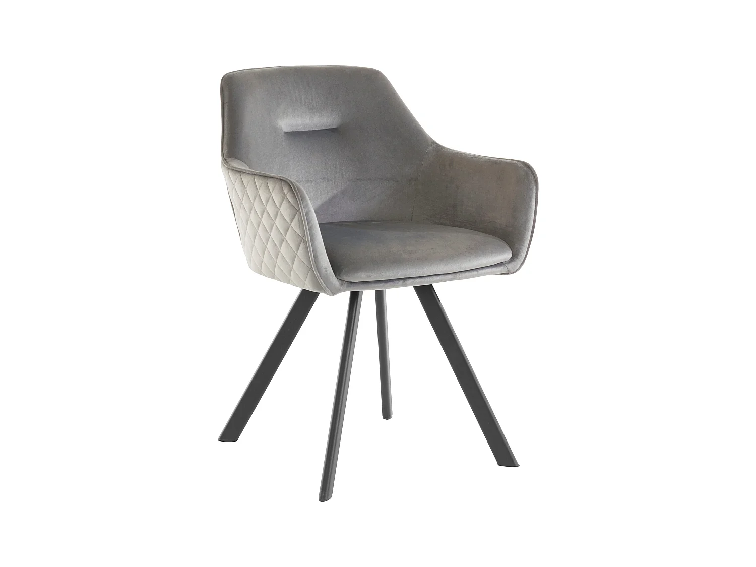 Fauteuil chic gris en tissu et velours pour salle à manger Nina
