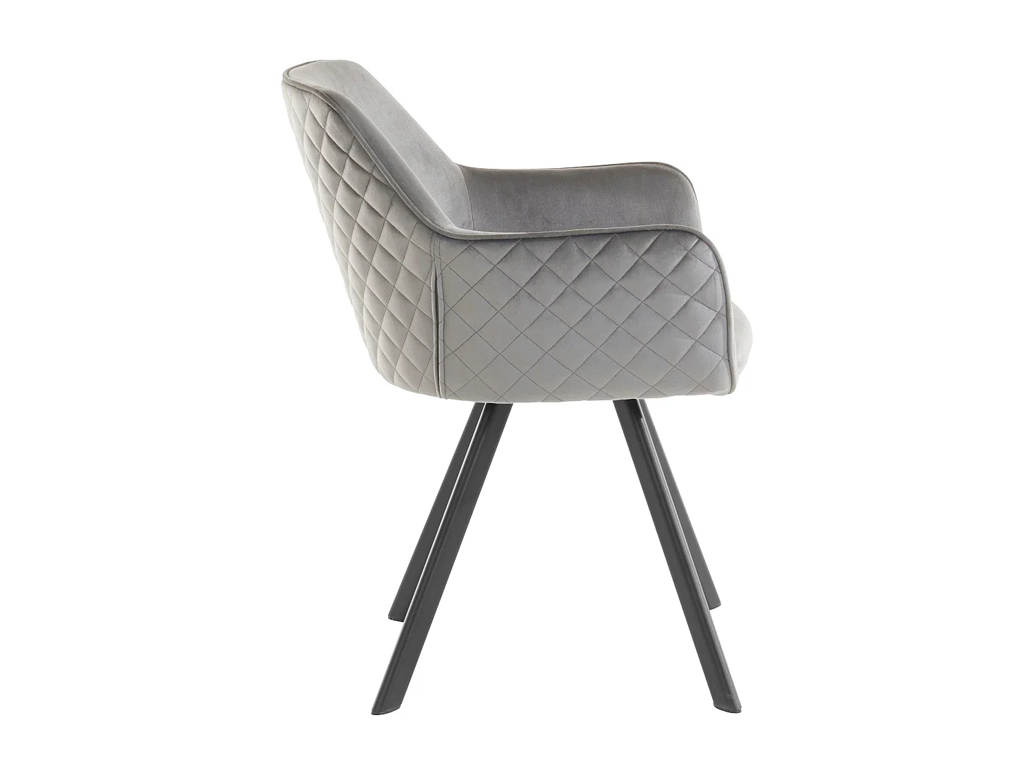 Fauteuil chic gris en tissu et velours pour salle à manger Nina