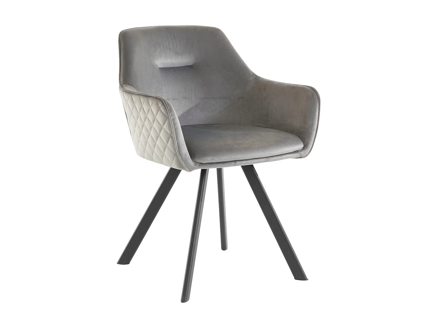 Fauteuil chic gris en tissu et velours pour salle à manger Nina