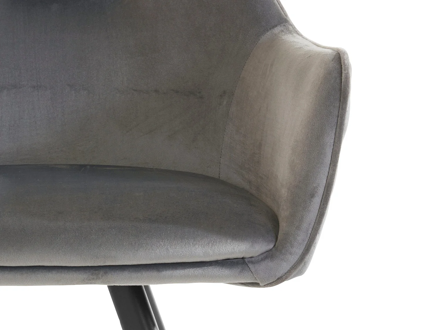 Fauteuil chic gris en tissu et velours pour salle à manger Nina