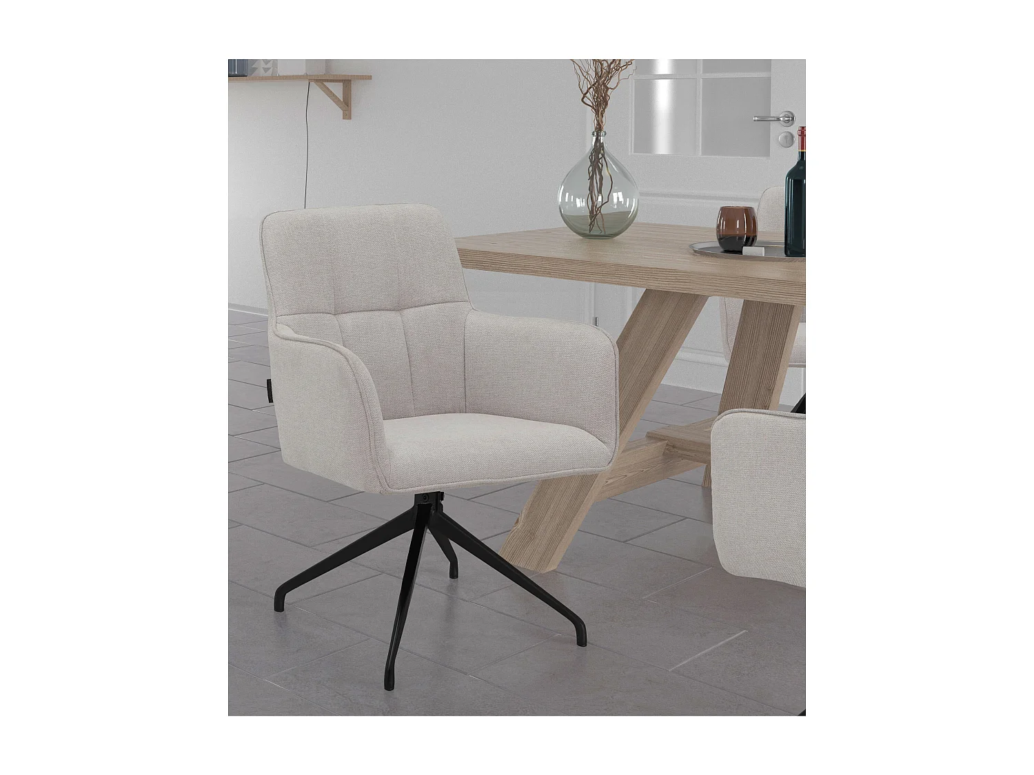 Zaria1 2er-Pack Esszimmerstuhl in Creme aus Kunststoff und Vinyl ohne Armlehnen