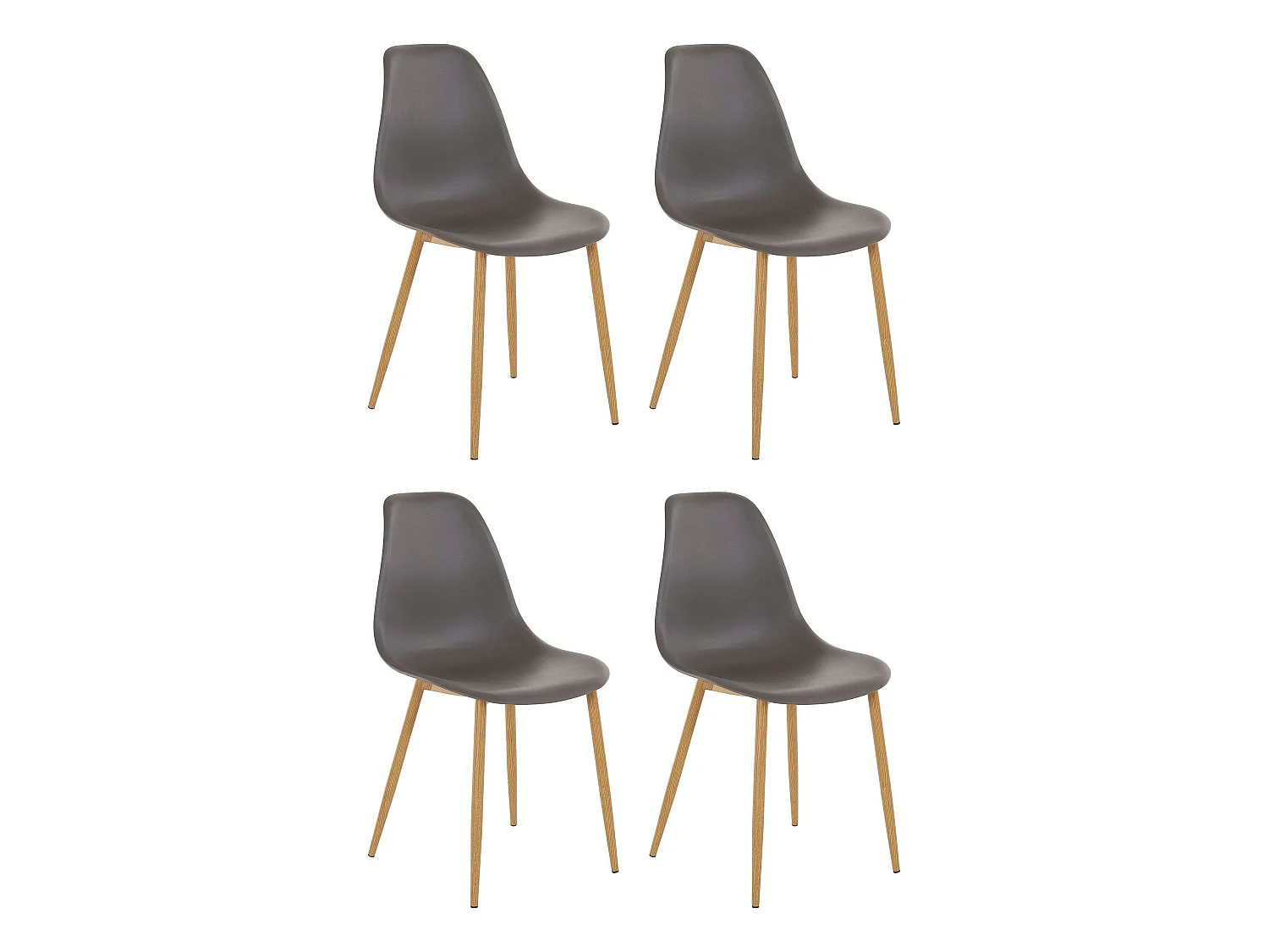 Miller | Chaise 4 Pack en plastique Anthracite / Chêne