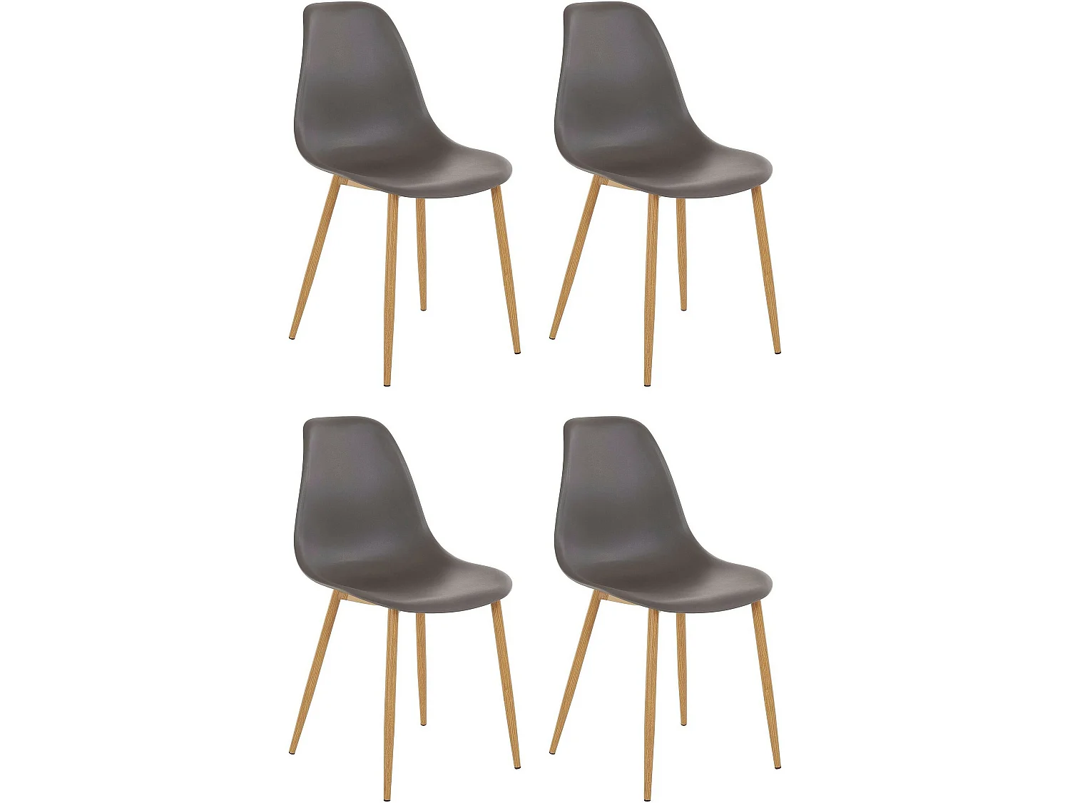 Stoel 4 PK Antraciet Kunststof Eik