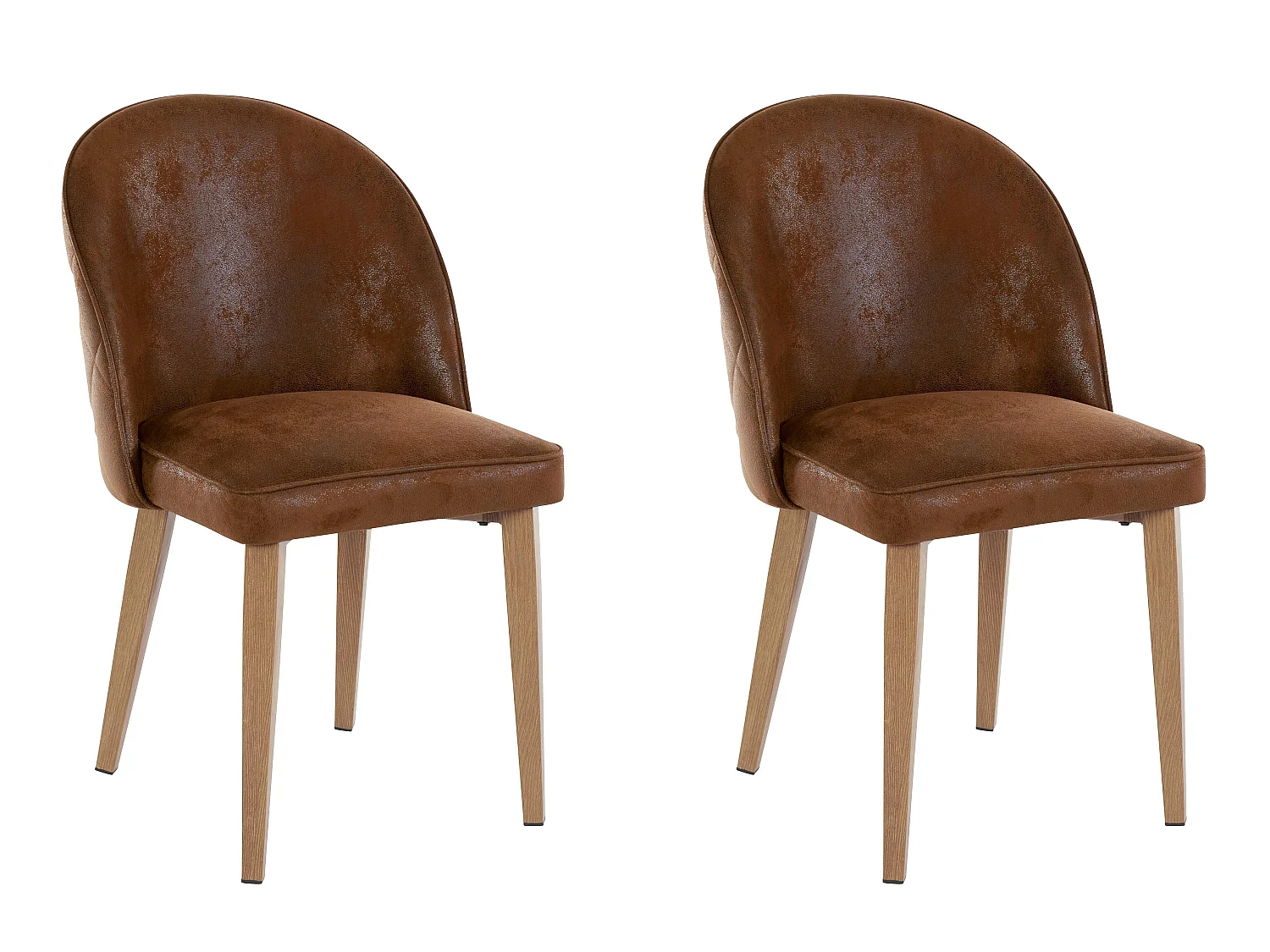 Paola|Chaise de salle à manger 2 Pack en Microfibre Marron