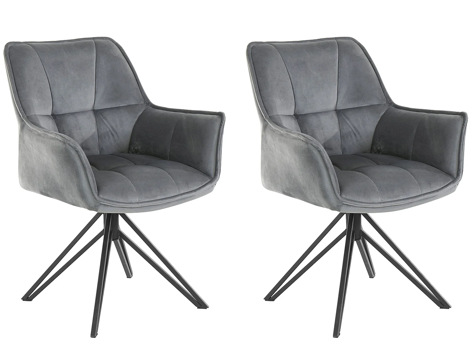 Lot de 2 chaises de salle à manger Ciana Gris en tissu et velours