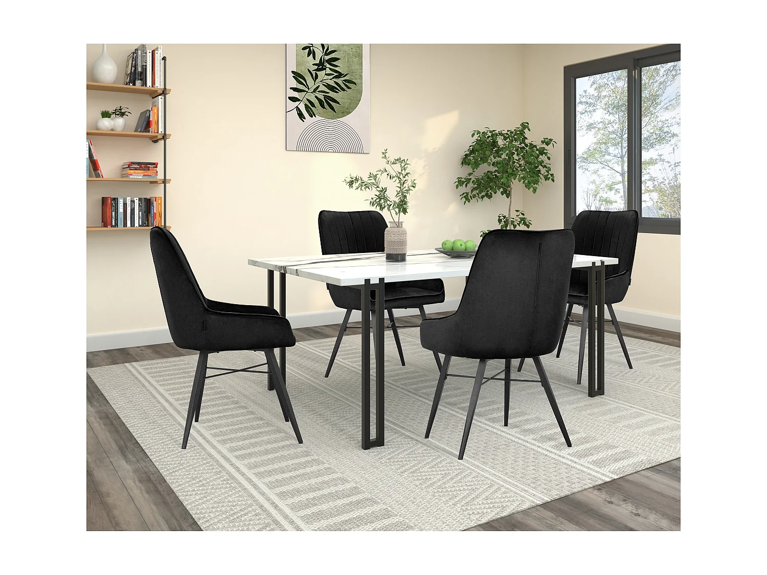 Akita|Chaise de salle à manger 2 PK Noir