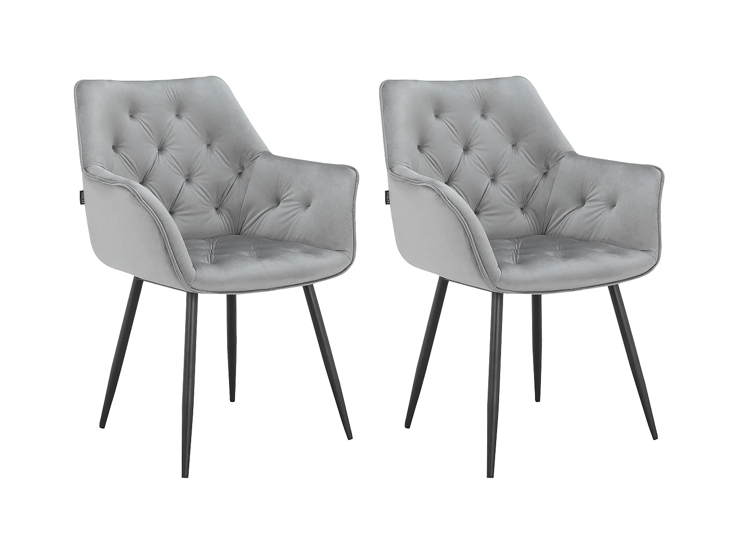 Suzuka | Lot de 2 chaises de salle à manger en velours gris clair