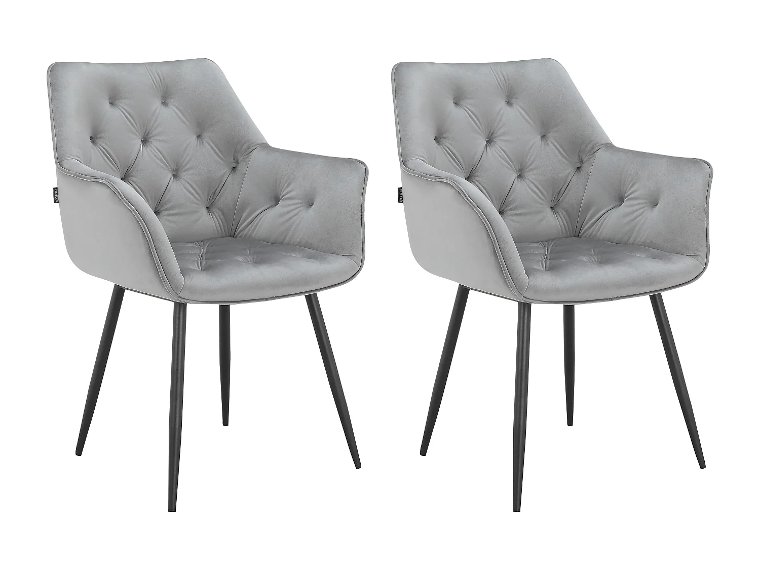 Suzuka | Lot de 2 chaises de salle à manger en velours gris clair