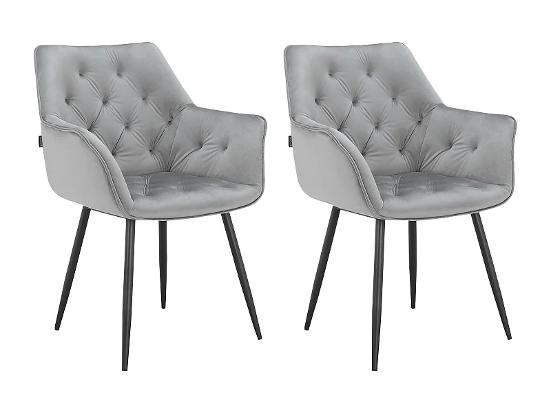 Suzuka | Lot de 2 chaises de salle à manger en velours gris clair