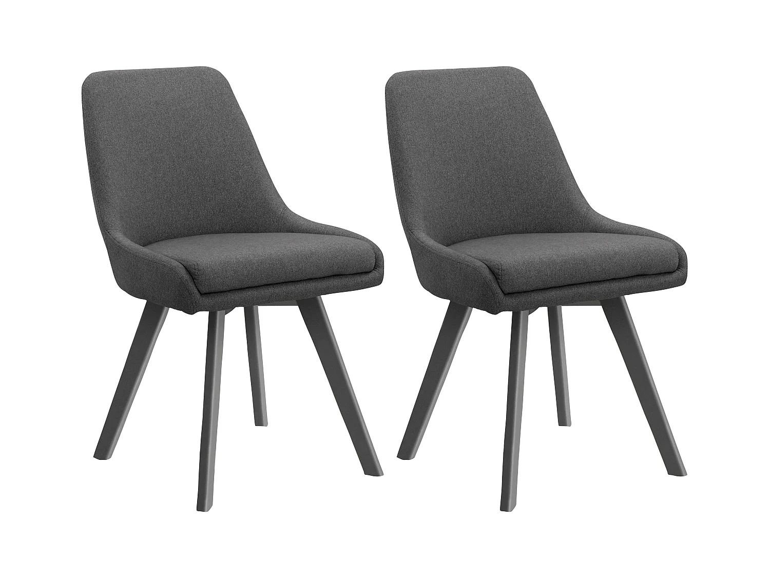Rudi2|Lot de 2 chaises de salle à manger en tissu aspect laine anthracite