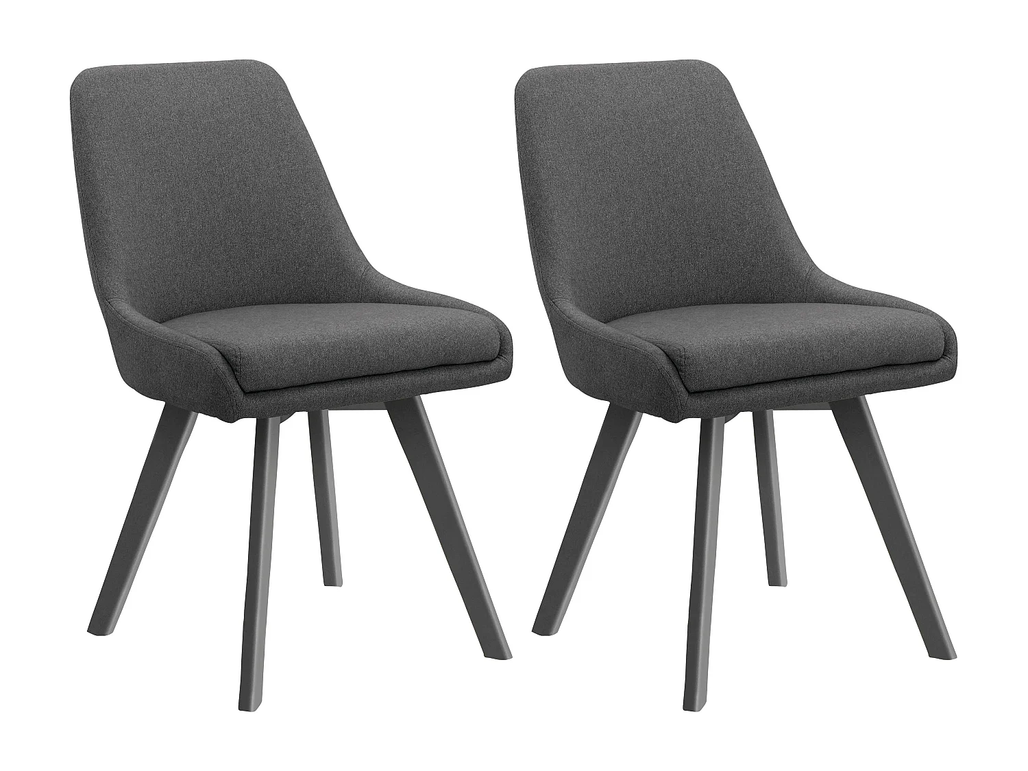 Rudi2|Lot de 2 chaises de salle à manger en tissu aspect laine anthracite