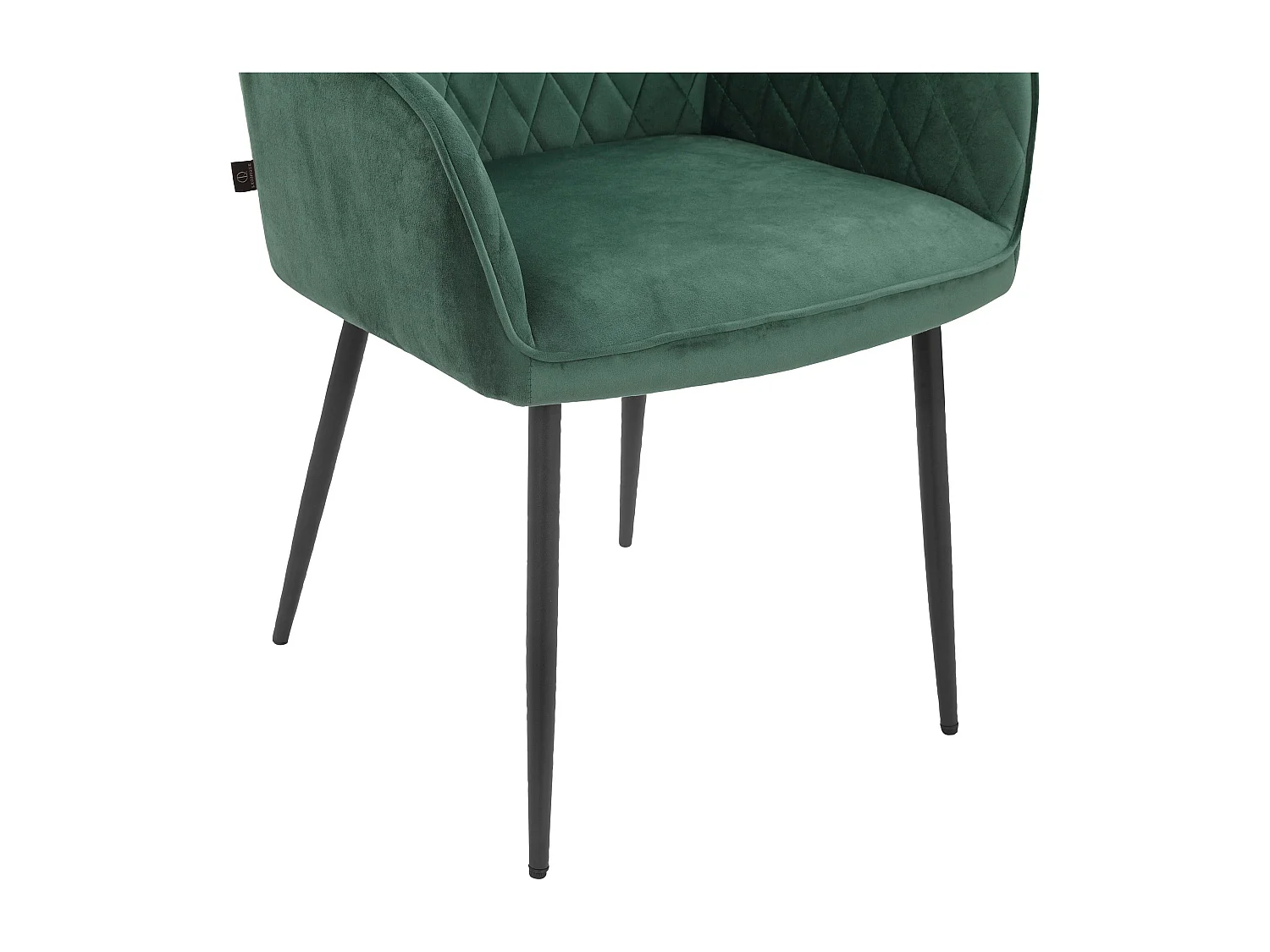 Lot de 2 chaises vert foncé Elvira sans accoudoirs en tissu et velours