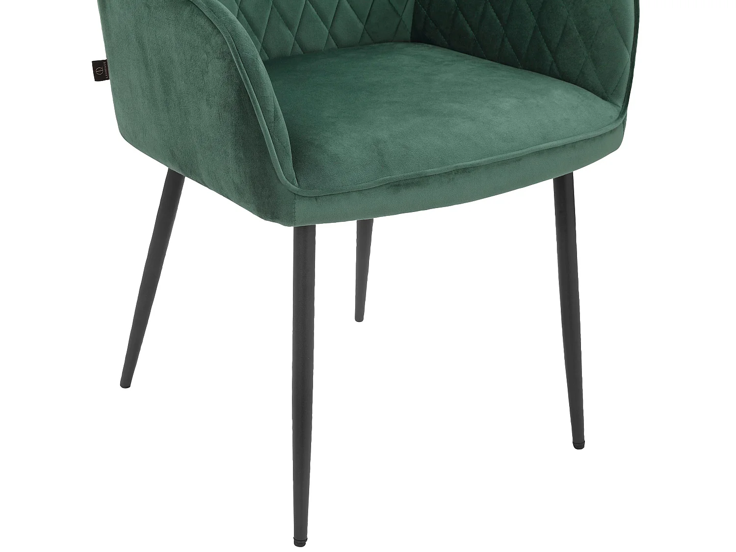 Lot de 2 chaises vert foncé Elvira sans accoudoirs en tissu et velours