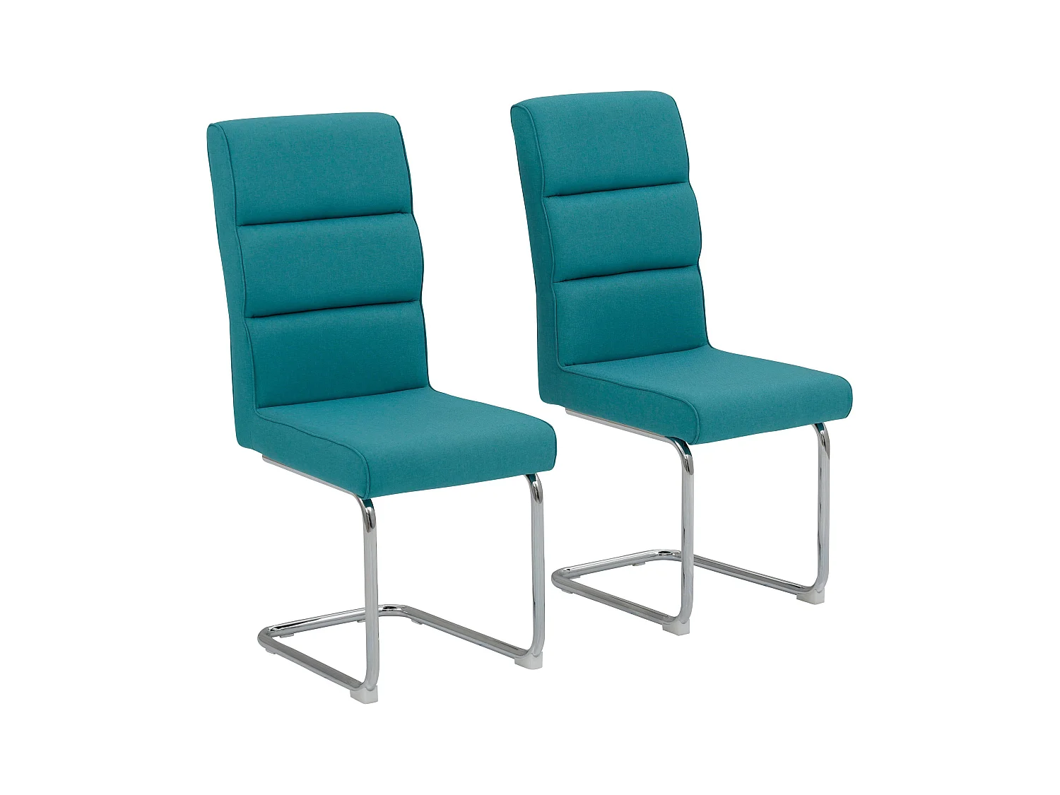 Carola|Lot de 2 chaises de salle à manger en tissu  pétrole