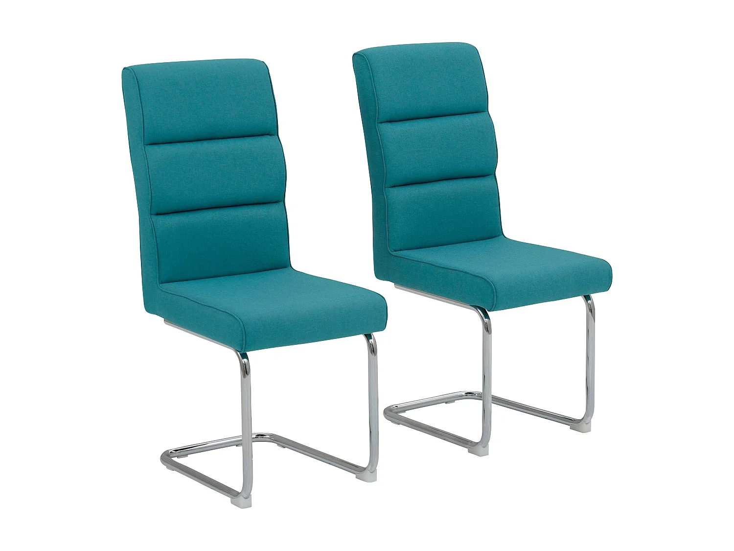 Carola|Lot de 2 chaises de salle à manger en tissu  pétrole