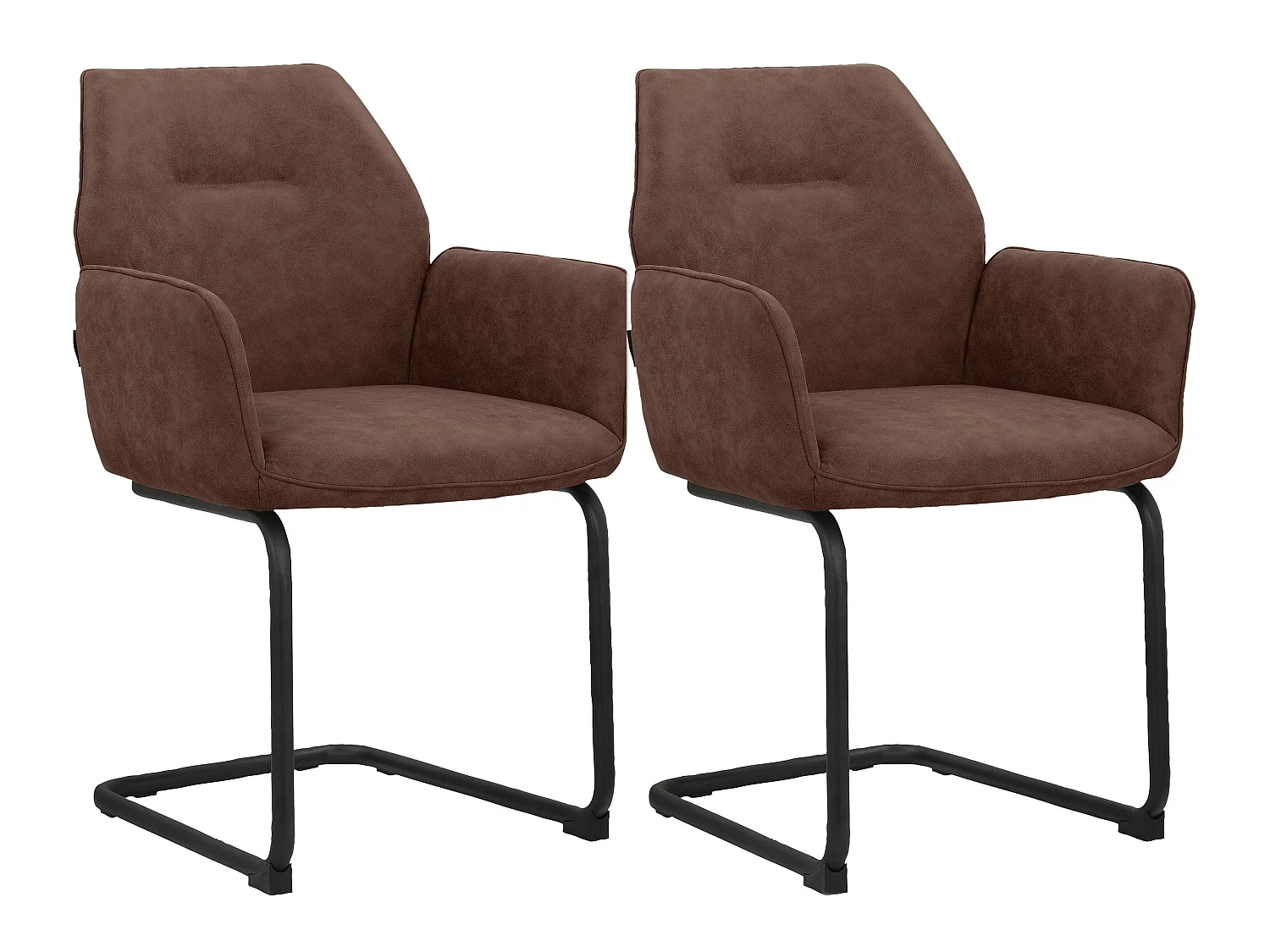 Capri|Lot de 2 chaises de salle à manger en tissu marron
