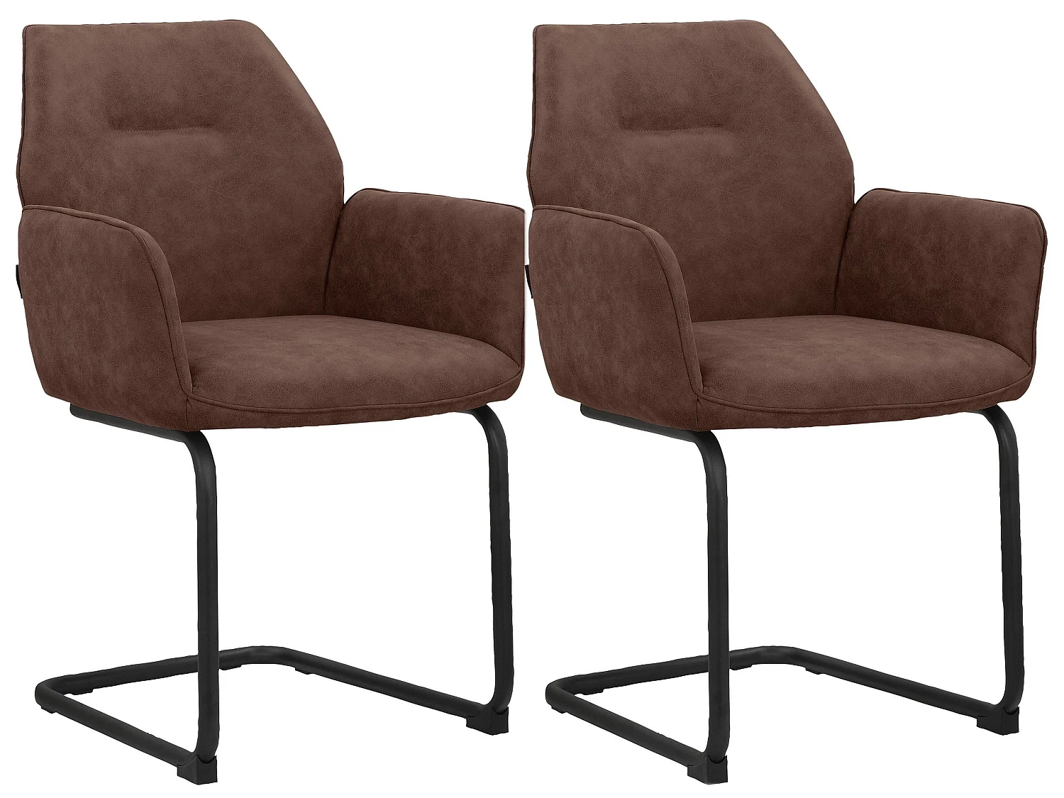 Capri|Lot de 2 chaises de salle à manger en tissu marron